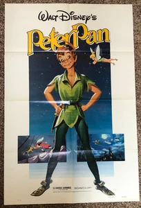 Disney Peter Pan Poster Original US one sheet OS 1982 release Folded Walt Disney - Picture 1 of 8