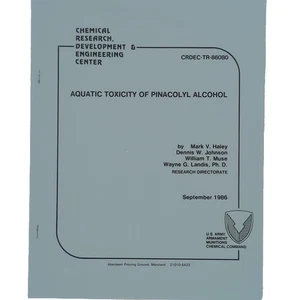 Aquatic Toxicity of Pinacolyl Alcohol U.S. Army Armament Munitions Chemical Comm - Picture 1 of 5