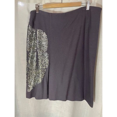 Emanuel Ungaro 羊毛裙亮片灰色铅笔职业派对鸡尾酒尺寸 14 二手状况完好 — 第 1/4 张图片