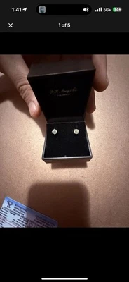 Platino SI (2) Incoloro F Corte Ideal Diamante Natural Tachuelas Graduadas Foto 1 de 4