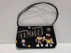 M & M Perlen Handtasche Neuheit Unikat schrullig schwarz Y2K Vintage  - Bild 1 von 7