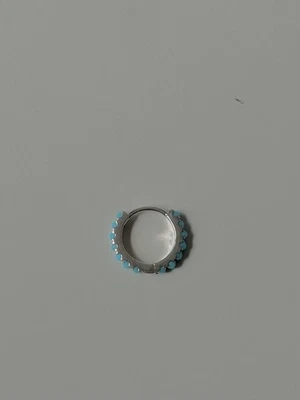 Maria Tash Oro Blanco 14K Turquesa Aro Único Huggie Pendiente Piedra 8mm Foto 1 de 4
