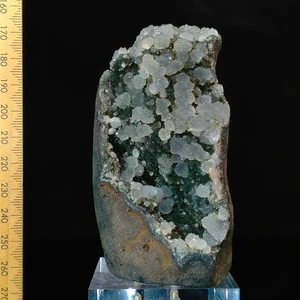 Quartz druzy sparkly botryoidal spherical clusters in self-standing geode 0.3kg - Imagen 1 de 7