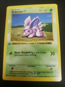 Nidoran 55/102 1st Edition shadowless English LP Light Play Pokemon - Picture 1 of 2