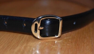 Cinturón Ralph Lauren Cuero Ajustado Negro Ecuestre Texturizado Tono Dorado Hebilla 32 Foto 1 de 4