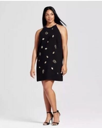 Victoria Beckham for Target Black Embellished Bug Dress Size 3x