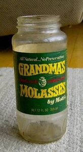 Vintage 70er Jahre Omas Melasse Glas RETRO LEBENSMITTEL VERPACKUNG alte Requisite MOTT'S selten - Bild 1 von 2