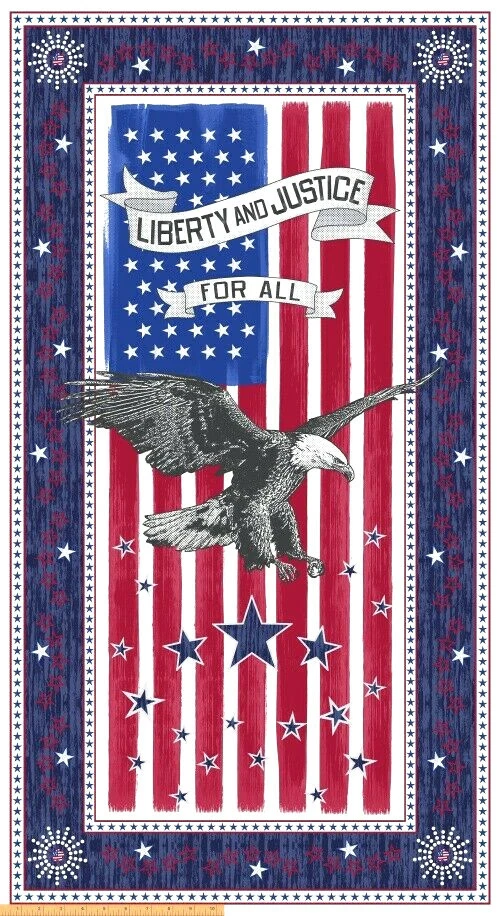 Patriotic Eagle Panel USA Stars Stripes Liberty Digital Cotton Windham 24" Panel - Image 1 of 1