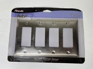 Placa de pared de níquel cepillado decoración Amerelle 4 cubierta de interruptor de luz basculante - Imagen 1 de 2