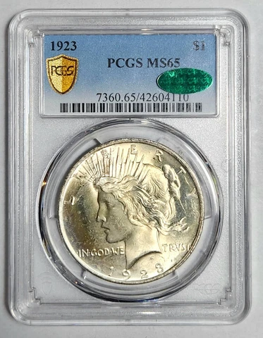 1923 P Peace Dollar PCGS MS-65 CAC Cover