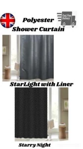 Modern Starry Night Starlight Black Polyester Shower Curtain Glittery 180x180cm - Picture 1 of 5