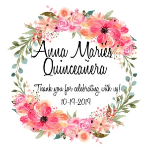 36 Favores/pegatinas personalizadas para 15 cumpleaños Quinceañera - Picture 1 of 1