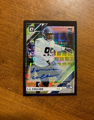 L.J. Collier 2019 Optic Black Pandora Prizm Rookie Auto #113 Seahawks TCU /25 RC - Image 1 of 2