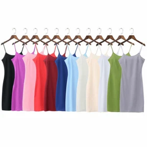 Womens Chiffon Strap Full Cami Under Slip Dress Long Vest Underskirt from XS-5XL - Picture 1 of 26