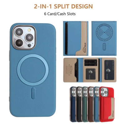 Magnetic PU Leather Wallet Case Cover Fit for iPhone 16 Pro Max 15 14 13 12 11  - Image 1 of 4