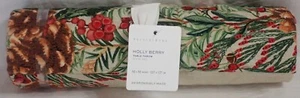 NWT POTTERY BARN HOLLY BERRY TABLE THROW 50" SQUARE $129 MSRP COTTON BLEND - Picture 1 of 7