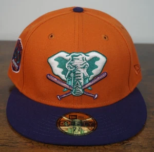 New Era Oakland Athletics 59FIFTY Orange Cactus Fitted Hat 50th Patch Sz 7 3/8 - Picture 1 of 7