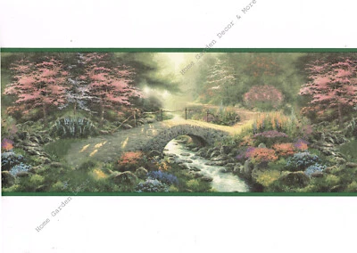 Thomas Kinkade камень мост веры пейзаж зеленый отделки обои границы - Изображение 1 из 2