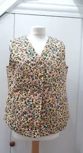 Denim & Co Floral Printed floral gilet Vest jacket brand new size small QVC - Picture 1 of 5