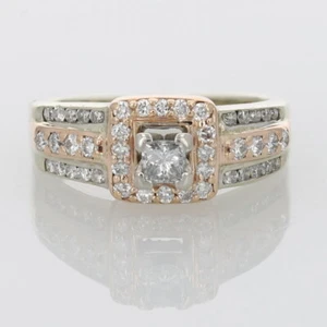 .56ctw Princess Cut Diamond Halo Engagement Ring 14k Multi-Tone Gold Size 7.25 - Picture 1 of 6