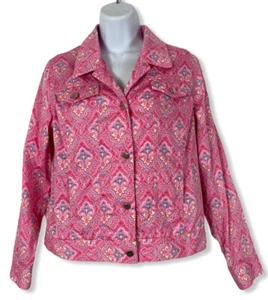 Bette & Court Tuttle Size Medium Jacket Pink Paisley Golf Tennis Women’s EUC - Picture 1 of 7