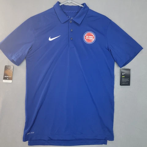 Detroit Pistons Nike Polo Shirt Mens Medium Blue Dri-Fit NBA Short Sleeve Cover