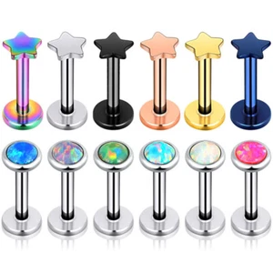 12Pcs Opal/Star Labret Monroe Lip Nose Studs Helix Tragus Cartilage Earring 16G - Picture 1 of 10