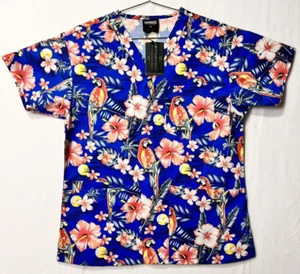Scrub Top Tropic Active VNeck Scrubs Pockets Colorful Size-XS Nurse Vet Medical - Picture 1 of 10
