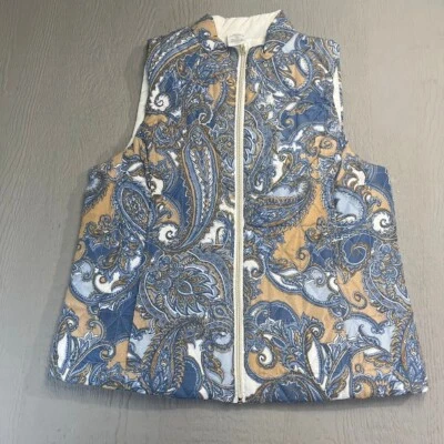 Ruby Rd. Reversible Insulated Vest Size Medium White/Paisley Pattern - Image 1 of 4