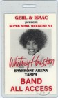 WHITNEY HOUSTON 1991 Laminated Super Bowl Pass Band