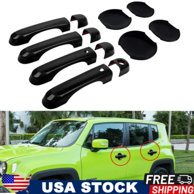 Cubierta de manija de puerta de coche cerradura inteligente y tazón de taza exterior para Jeep Renegade Foto 1 de 4