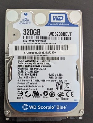 HARD DISK HDD 2,5" SATA NOTEBOOK 5400RPM 320 Gigabyte MARCHI VARI (testati  OK) - Immagine 1 di 4