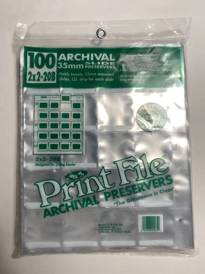 Print File 35mm Slide Preservers 2x2-20b - Transparency Page X 100