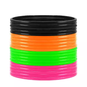 Silicone Jelly Hair Tie Bracelet 20Pcs Retro Solid Neon 80S Style Costume Wrist - Picture 1 of 12