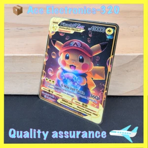 Metal Gold Card-POKEMON MARIO PIKACHU METAL COLLECTABLE CARDS 10000HP VMAX - Picture 1 of 6