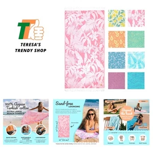 Pink Jungle Turkish Beach Towel 35 X 67 – Extra Large Cute Beach Towel, 100% ... - Picture 1 of 8