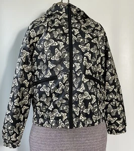 Girls Art Class Periwinkle Black Hooded Butterflies Rain Jacket Large 10-12 - Picture 1 of 5