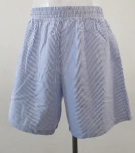 BILLIE Shorts, Cotton Blend, Blue White Stripe, Large, 17.5" Length - Picture 1 of 9