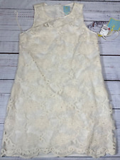 CeCe Womens Embroidered Tank Mini Dress Size 6 Ivory Lined Back Zipper New