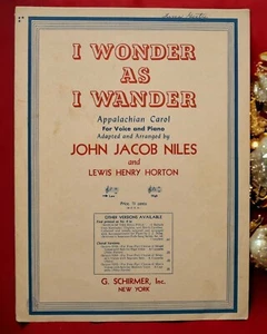Sheet Music "I Wonder As I Wander" for Low Voice and Piano Appalachian Carol - Picture 1 of 9
