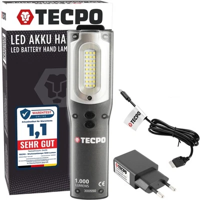 TECPO WERKSTATTLAMPE AKKU HANDLAMPE 1000lm LED ARBEITSLEUCHTE STABLEUCHTE IP54 - Bild 1 von 4