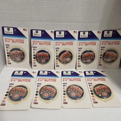 Vintage Lot Of 9 MBL Chicago Cubs 1992 Pinback Button Wrigley Field 2 1/4"  - Image 1 of 4