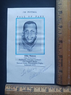TARJETA INDEXADA AUTOGRAFIADA DE OLLIE MATSON SALÓN DE LA FAMA DEL FÚTBOL PROFESIONAL  Foto 1 de 3