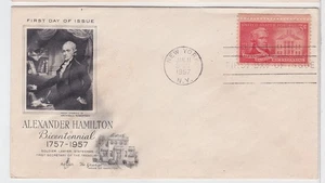 TurtlesTradingPost- Alexander Hamilton #1086 FDC- 1957- Artcraft Cachet - Picture 1 of 1