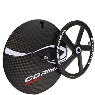 700C Carbon Fiber 5 Spokes and Disc Wheels Road/Time Trial/Track Bike Wheelset - Image 1 of 4