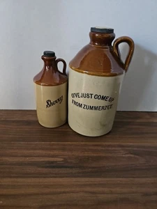 Stoneware Jar/jug SHERRY two Tone Vintage Collectable small and cider jar big - Picture 1 of 5