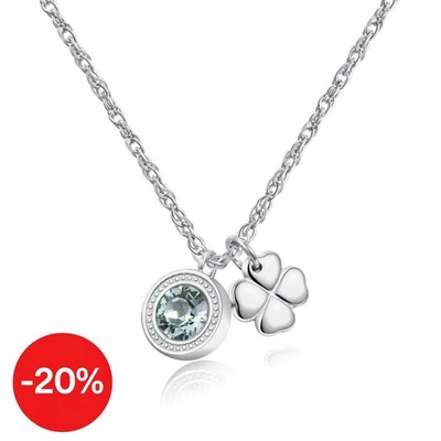 Sagapo Collana Donna Acciaio Quadrifoglio Portafortuna Puntoluce Zircone SKT02 - Immagine 1 di 2
