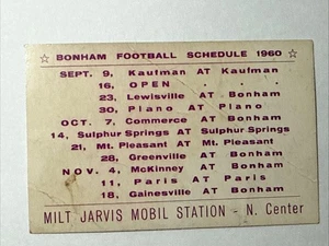 1960 Greenville High School Fußball Spielplan Jarvis Mobil Tankstelle Bonham - Bild 1 von 8