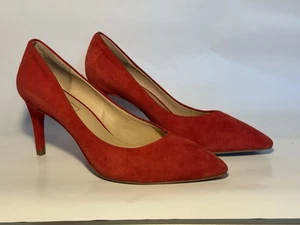 Antonio Melani 8 Red Suede Leather Heels Pumps Classic Retro Mod Career used - Picture 1 of 6