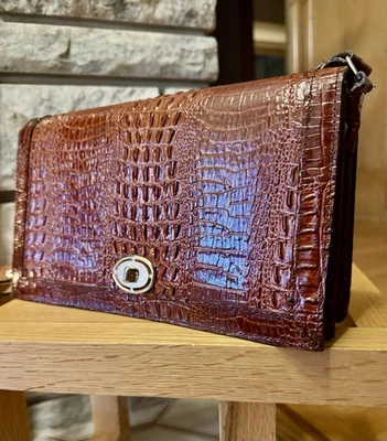 Crocodile Leather Shoulder Bag Saddlebag Clutch Hornback Vintage - Image 1 of 4